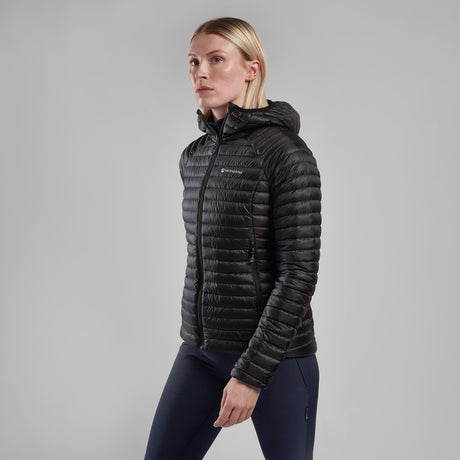 Black Montane Women's Anti-Freeze Lite Hooded Down Jacket Front