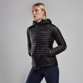 Black Montane Women's Anti-Freeze Lite Hooded Down Jacket Model 3