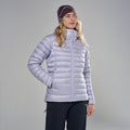 Lilac Haze Montane Women's Anti Freeze Hooded Down Jacket Model Front FAFZHLIL