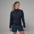 Eclipse Blue Montane Women's Featherlite Windproof Jacket Model Front FFELJECL