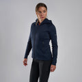 Eclipse Blue Montane Women's Fury Hooded Fleece Jacket Model Front