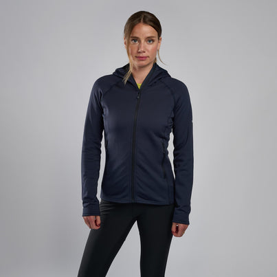 Eclipse Blue Montane Women's Fury Lite Hooded Fleece Jacket Front FFULHECL