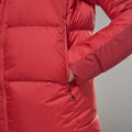 Adrenaline Red Montane Women's Glacium Hooded Down Jacket Model 8 FGLAHADR