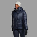 Eclipse Blue Montane Women's Kamen XT Hooded Down Jacket Model Front