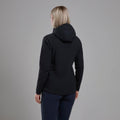 Black Montane Women's Khamsin Hooded Softshell Jacket Model Back