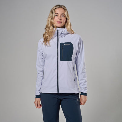 Lilac Haze Montane Women's Khamsin Lite Hooded Softshell Jacket Front FKHLHLIL
