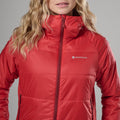 Hot Chilli Red Montane Women's Prism Hooded Insulated Jacket Model 4