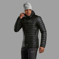 Black Montane Men's Anti-Freeze Lite Hooded Down Jacket Model Front