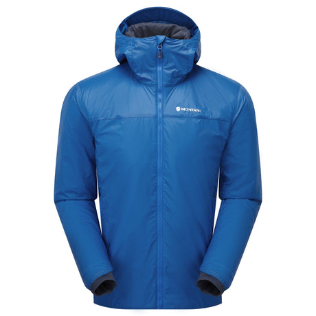 Neptune Blue Montane Men's Fortes Lite Hooded Insulated Jacket Front MFOLHNEP