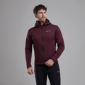 Dark Garnet Montane Men's Fury Lite Hooded Fleece Jacket Model Front