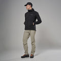 Black Montane Men's Khamsin Lite Hooded Softshell Jacket Model Front MKHLHBLA