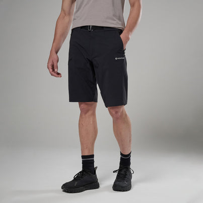 Black Montane Men's Tenacity Softshell Shorts Front MTSHOBLA