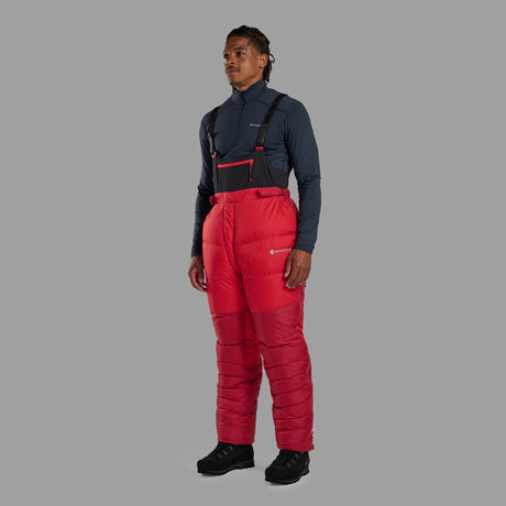 Adrenaline Red Montane Apex 8000 Down Salopettes Ghost Mannequin UAP8SADR