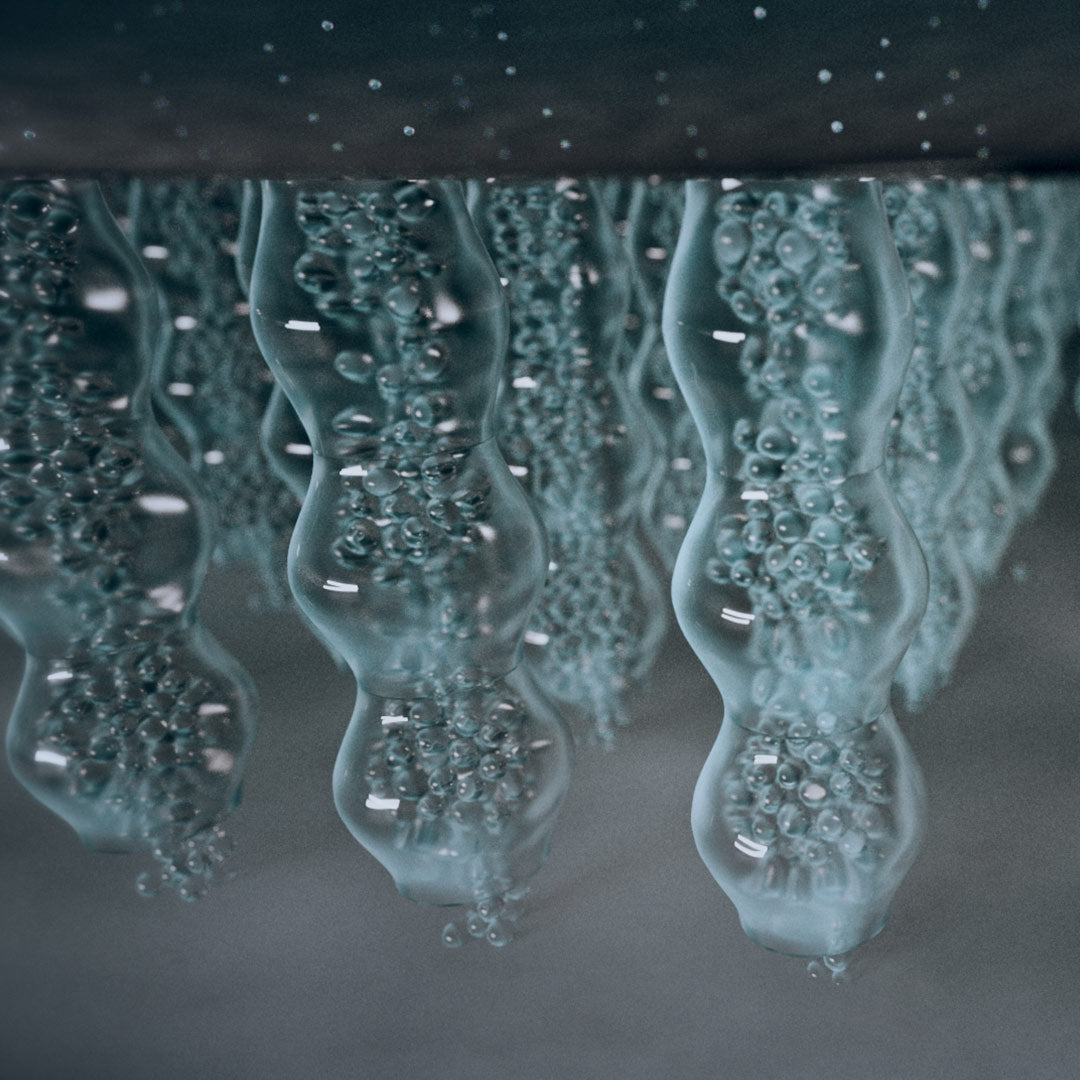 Detail image of the membrane managing droplets of moisture